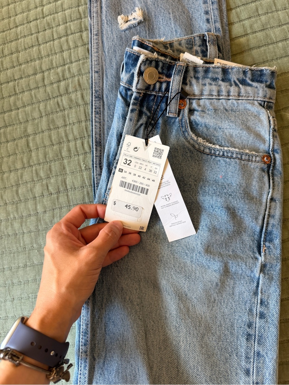 Zara Light Blue Straight-Leg Jeans